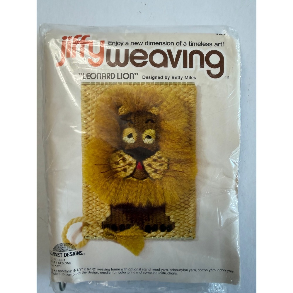 VTG Sunset Designs Jiffy Weaving Leonard Lion Kit OS Gold Retro Craft